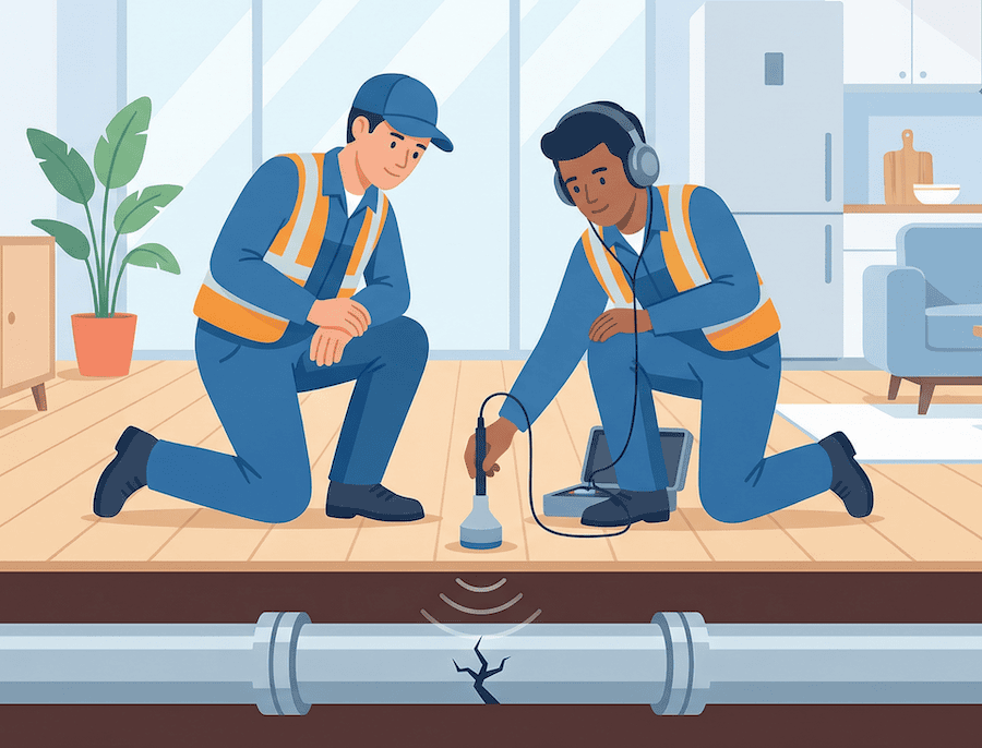 Akustična detekcija curenja vode geofonom – vodoinstalater locira curenje